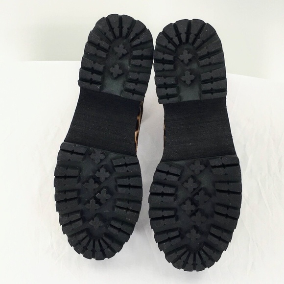 Farylrobin Womens Combat Boot Brown Calf Hair Leopard Print Platform Boot Sz 10 - Picture 10 of 11